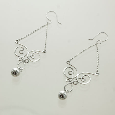 14K Emerald Oval and Diamond Drop Earrings