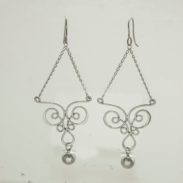 SS Swirl & Chain Balance Earrings