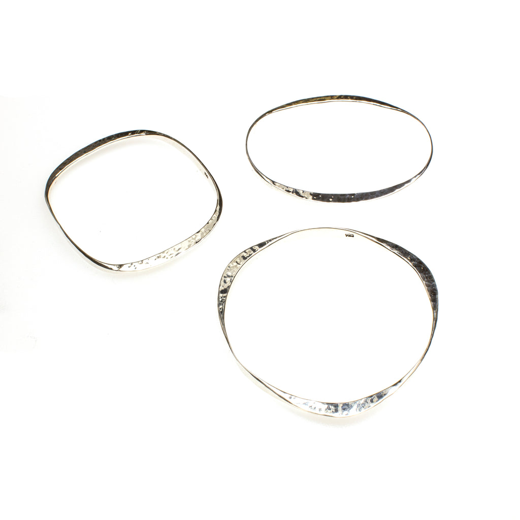 SS Textured Oblong Bangles