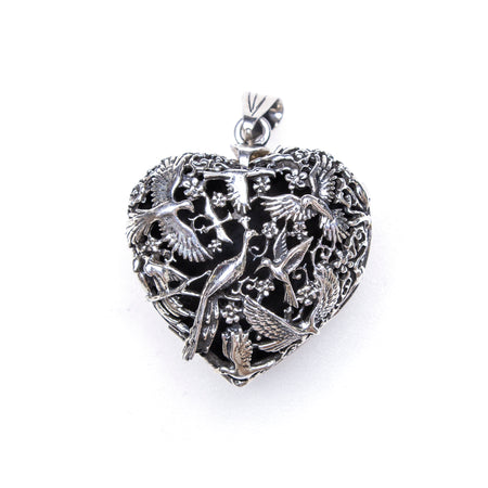 Sterling Silver Heart Locket with Flower Cutouts