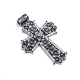 SS Oxidized Large Floral Cross Pendant