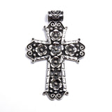 SS Oxidized Large Floral Cross Pendant