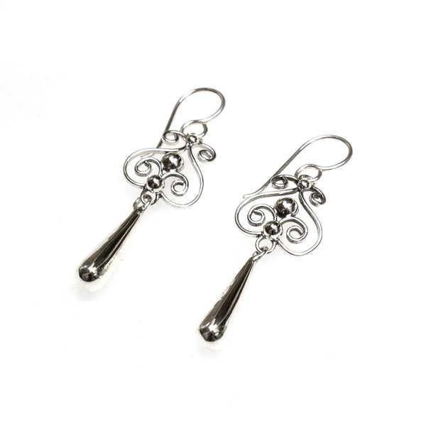 SS Filigree with Bat Dangle Earrings