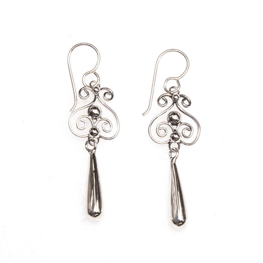 SS Filigree with Bat Dangle Earrings