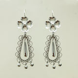 SS Clover & Pear Wire Bead Dangle Earrings