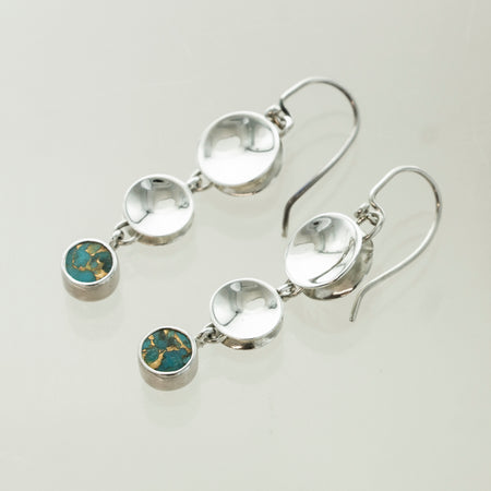 SS Flower Ring & Suspended Blue Topaz Earrings