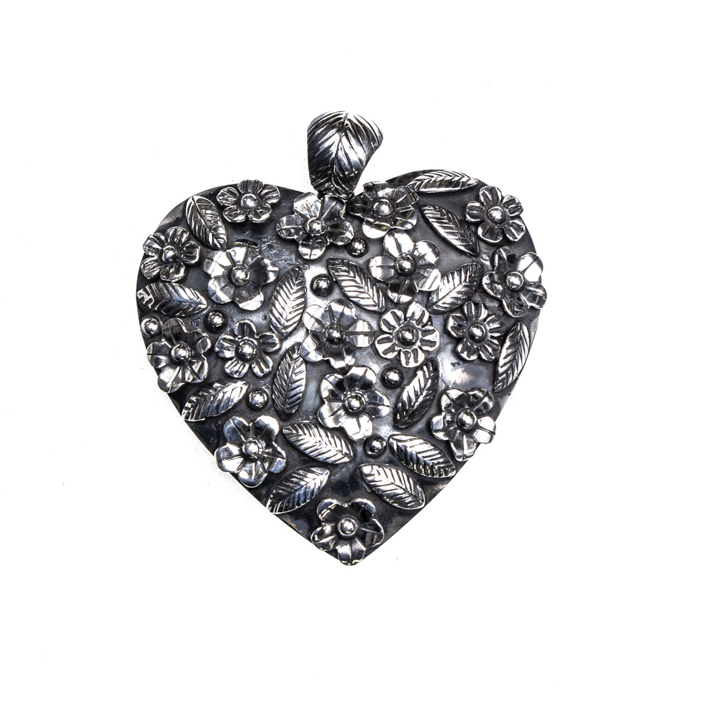 SS Large Garden Heart Pendant