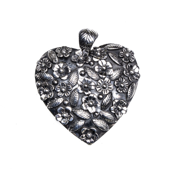 SS Large Garden Heart Pendant