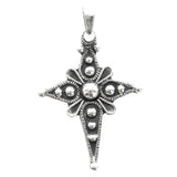 SS Oxidized Bead Etch Cross Pendant