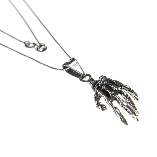 Sterling Silver Hand Bones Necklace