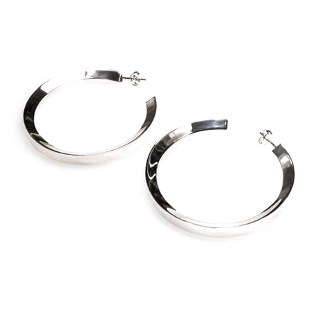 Hammered Sterling Silver 4-sided Hoop Earrings