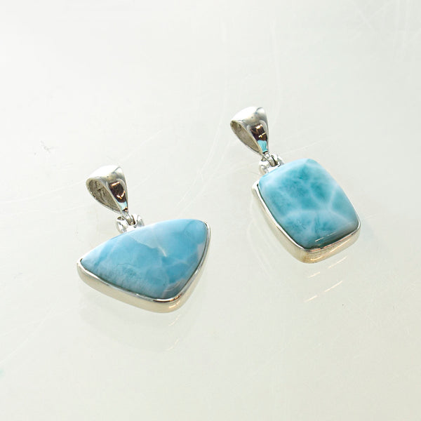 SS Small Assorted Larimar Bezel Pendants