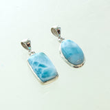 SS Medium Assorted Larimar Bezel Pendants
