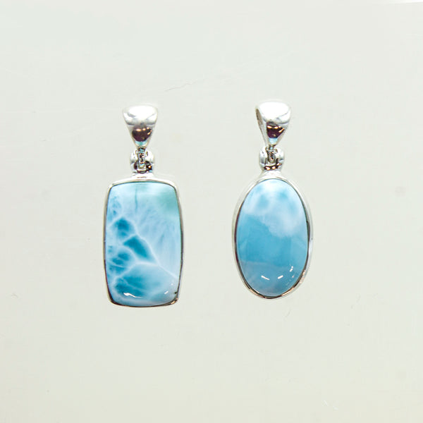SS Medium Assorted Larimar Bezel Pendants