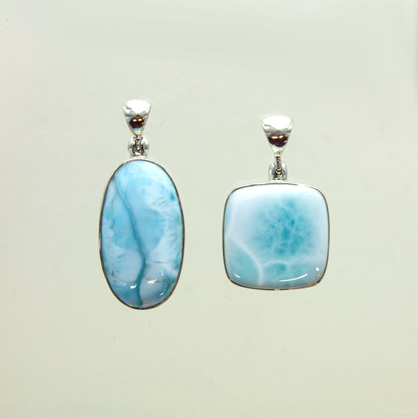 SS Assorted Larimar Bezel Pendants