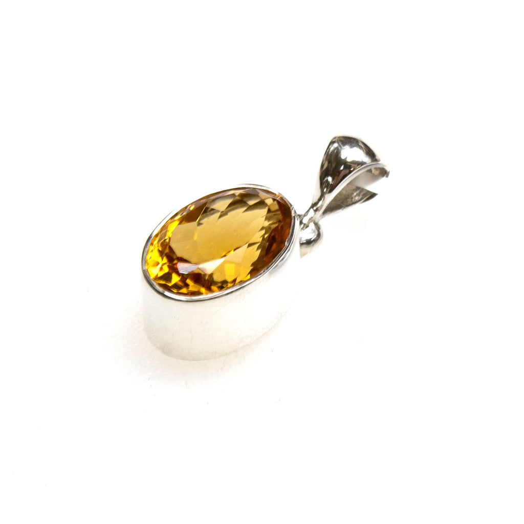 SS Small Citrine Bezel Pendant