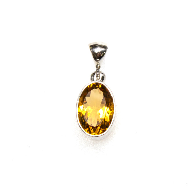 SS Small Citrine Bezel Pendant