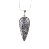 Sterling Silver Fossilized Coral Drop Necklace