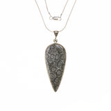 Sterling Silver Fossilized Coral Drop Necklace