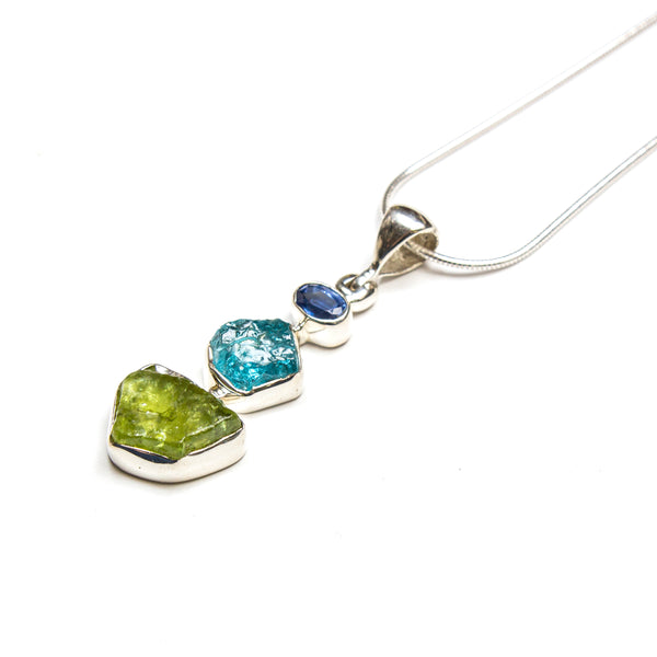 SS Peridot, Blue Topaz, Apatite, Kyanite & Chromium Diopside Assorted Necklaces