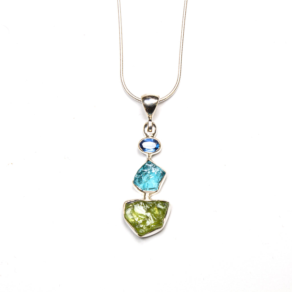 SS Peridot, Blue Topaz, Apatite, Kyanite & Chromium Diopside Assorted Necklaces
