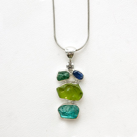 SS Labradorite, Green Tourmaline, Peridot & Blue Topaz Bracelet