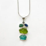 SS Rough Apatite, Kyanite, Chrysoprase & Peridot Necklace