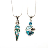 SS Chrysocolla, London Blue Topaz, Apatite, & Smokey Quartz Necklaces