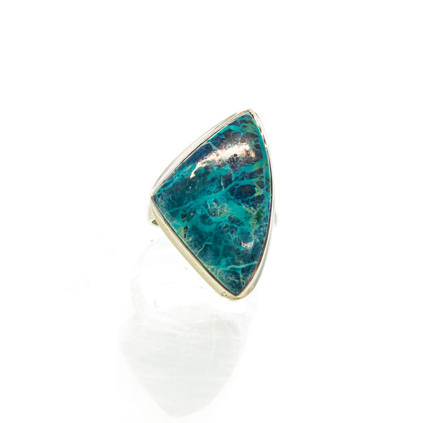SS Chrysocolla Triangle Ring (Size 8)