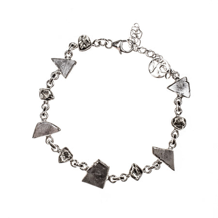 Sterling Silver Meteorite Diamond and Triangle Necklace