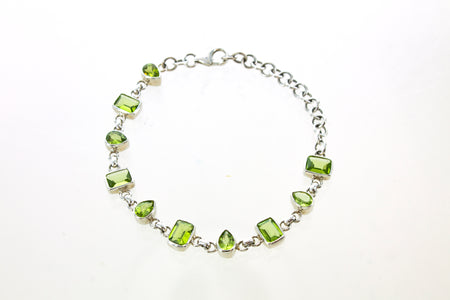 Sterling Silver Moldavite Nugget Toggle Bracelet