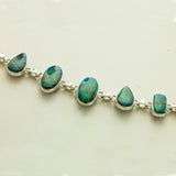 SS Chrysocolla Bezel Link Bracelet