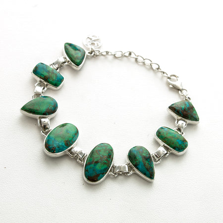 SS Labradorite, Green Tourmaline, Peridot & Blue Topaz Bracelet