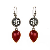 Sterling Silver Floral Coral Pear Earrings