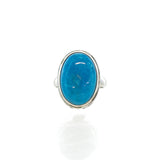 SS Vibrant Turquoise Scroll Bezel Rings (Size 6.5 & 8)