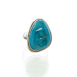 SS Vibrant Turquoise Scroll Bezel Rings (Size 6.5 & 8)