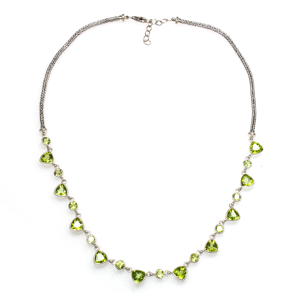 SS Round and Trillion Peridot Necklace