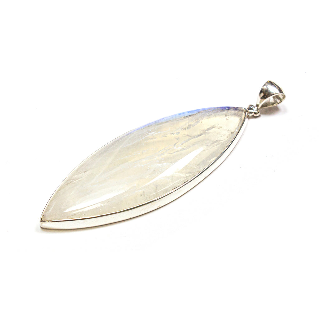 SS Large Rainbow Moonstone Marquis Pendant
