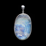 SS Gorgeous Bezeled Oval Rainbow Moonstone Cabochon Pendant