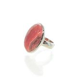 SS Adjustable Rhodochrosite Oval Cabochon Ring