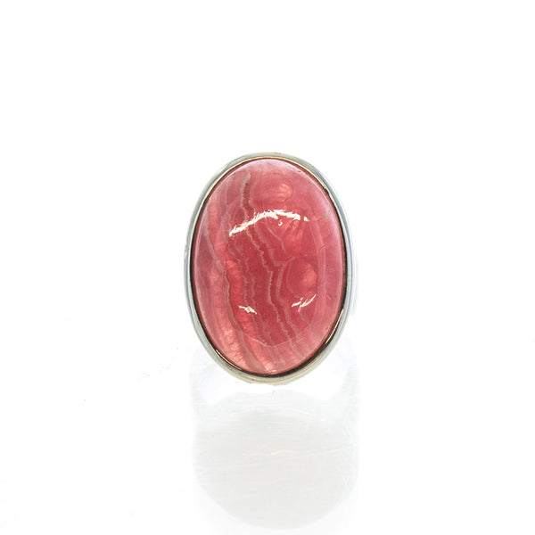 SS Rhodochrosite Oval Bezel Ring (Size 7.75)