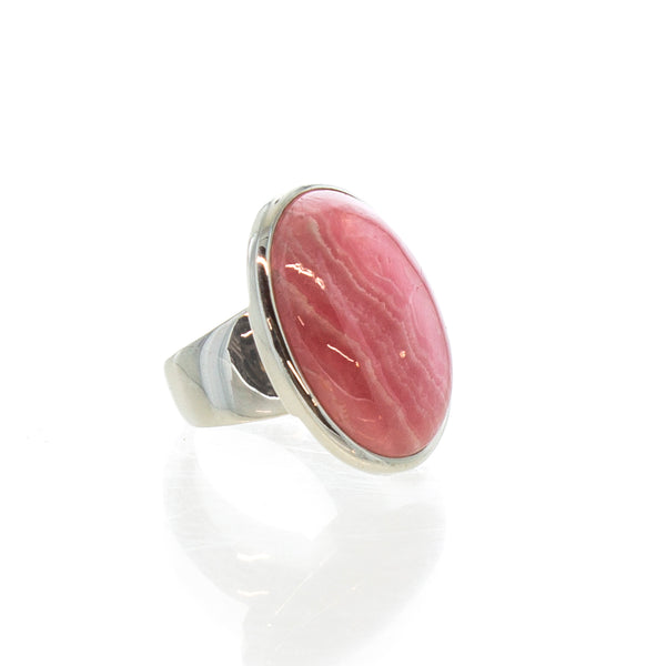 SS Rhodochrosite Oval Bezel Ring (Size 7.75)