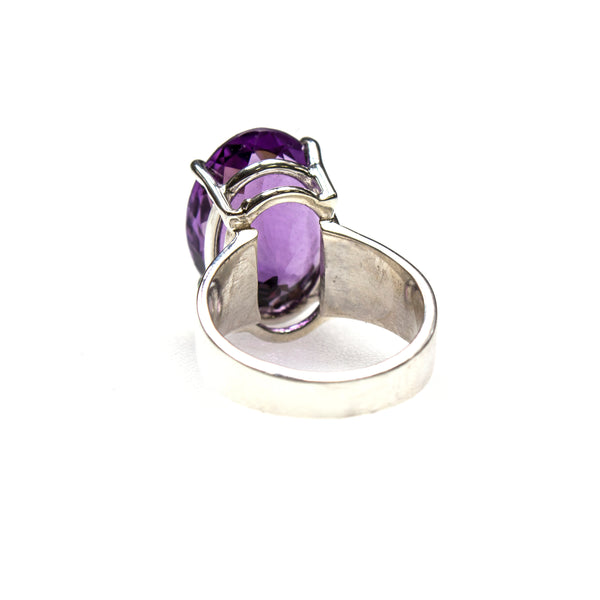 SS Amethyst Prong Ring (Size 8)