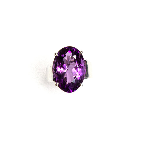 SS Amethyst Prong Ring (Size 8)