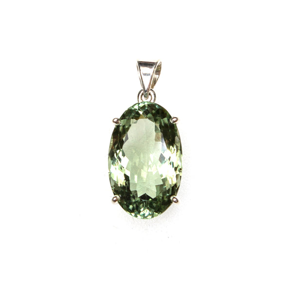 SS 15x25mm Green Amethyst Prong Pendant