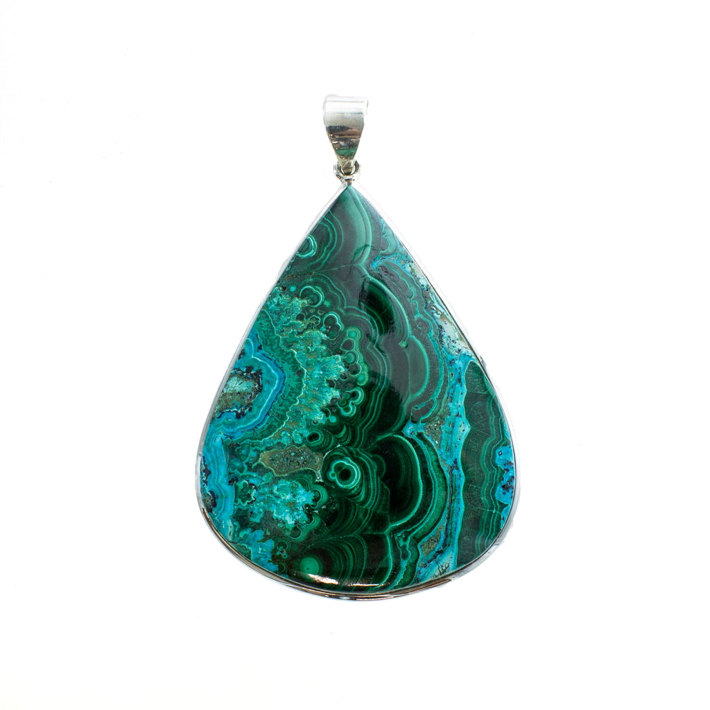 SS Large Chrysocolla Pear Pendant