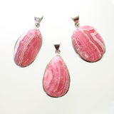 SS Assorted Rhodochrosite Bezel Pendants