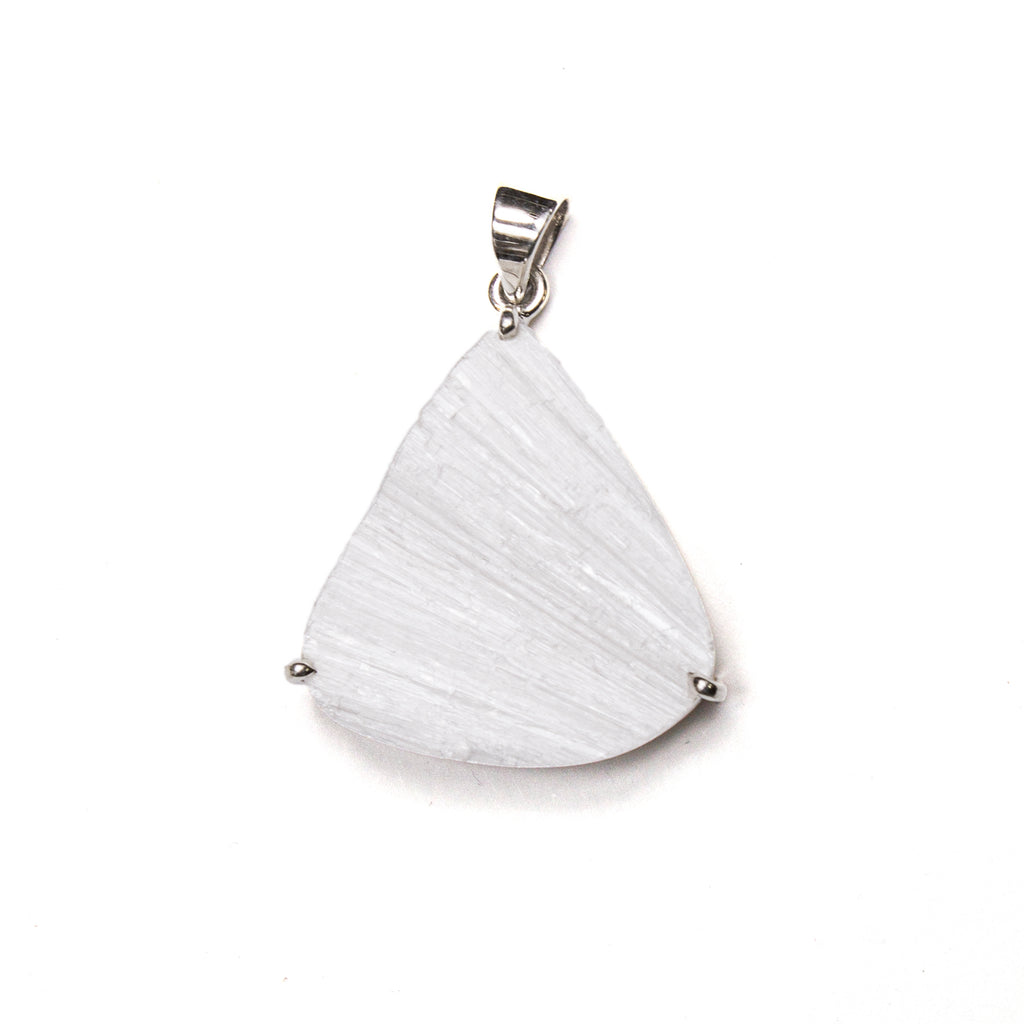 SS Selenite Triangle Prong Pendant