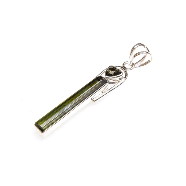 SS Green Tourmaline Bar Pendant