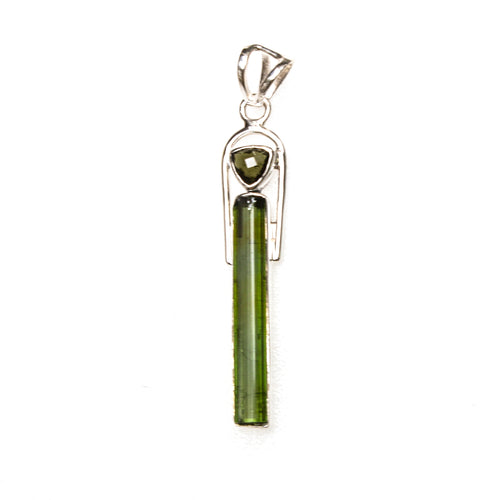 SS Green Tourmaline Bar Pendant